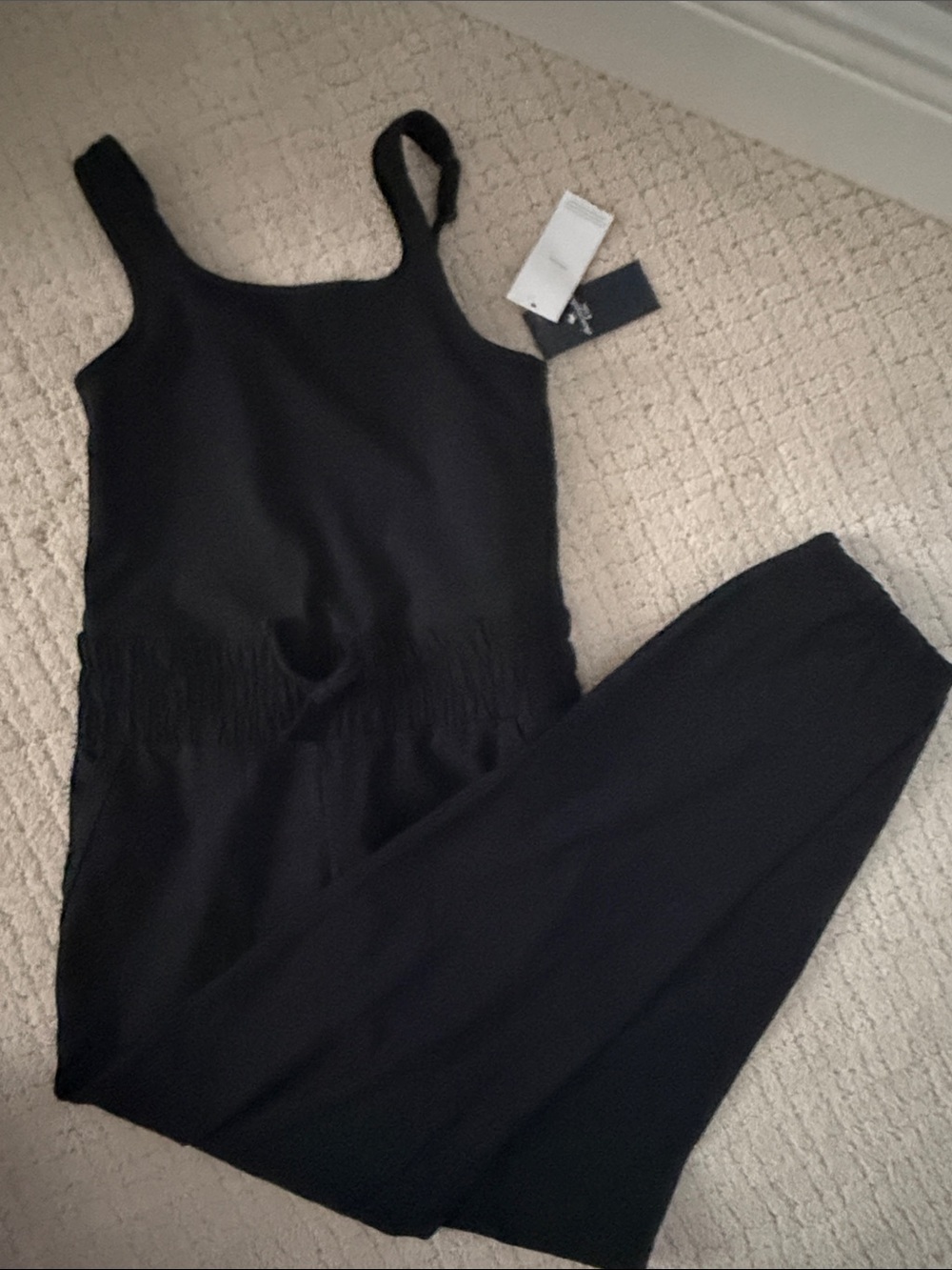 abercrombie kids Black Sleeveless Jumpsuit with Smocked Waist